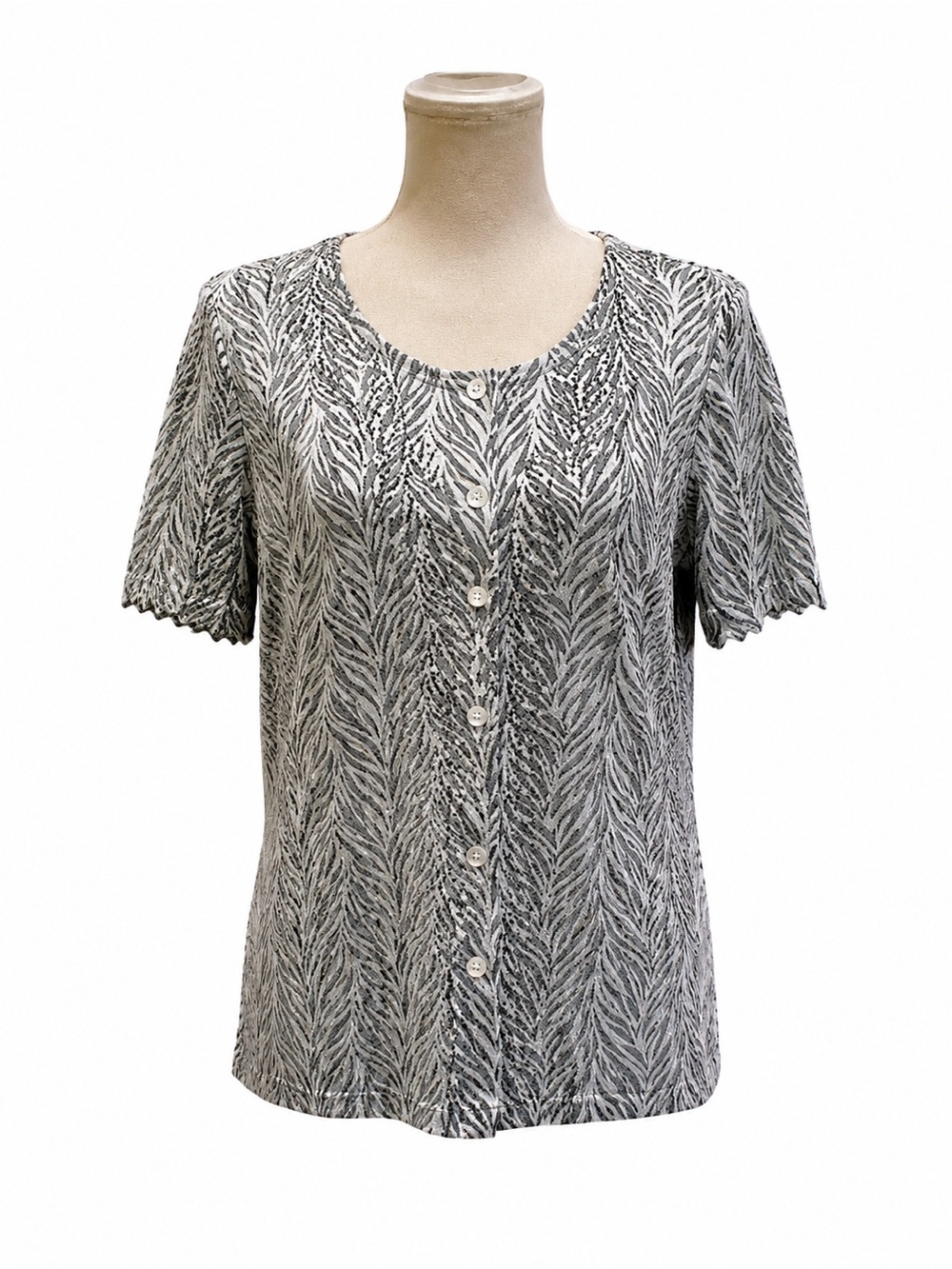 Chances R Gray Silver Shimmer Top
Size Medium